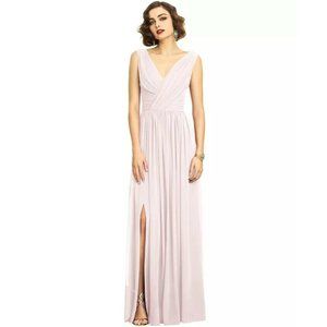 Dessy Collection Shirred Chiffon Formal Gown Light Pink Retro Look Sleeveless 6